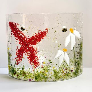 Mixed flower fused glass curve