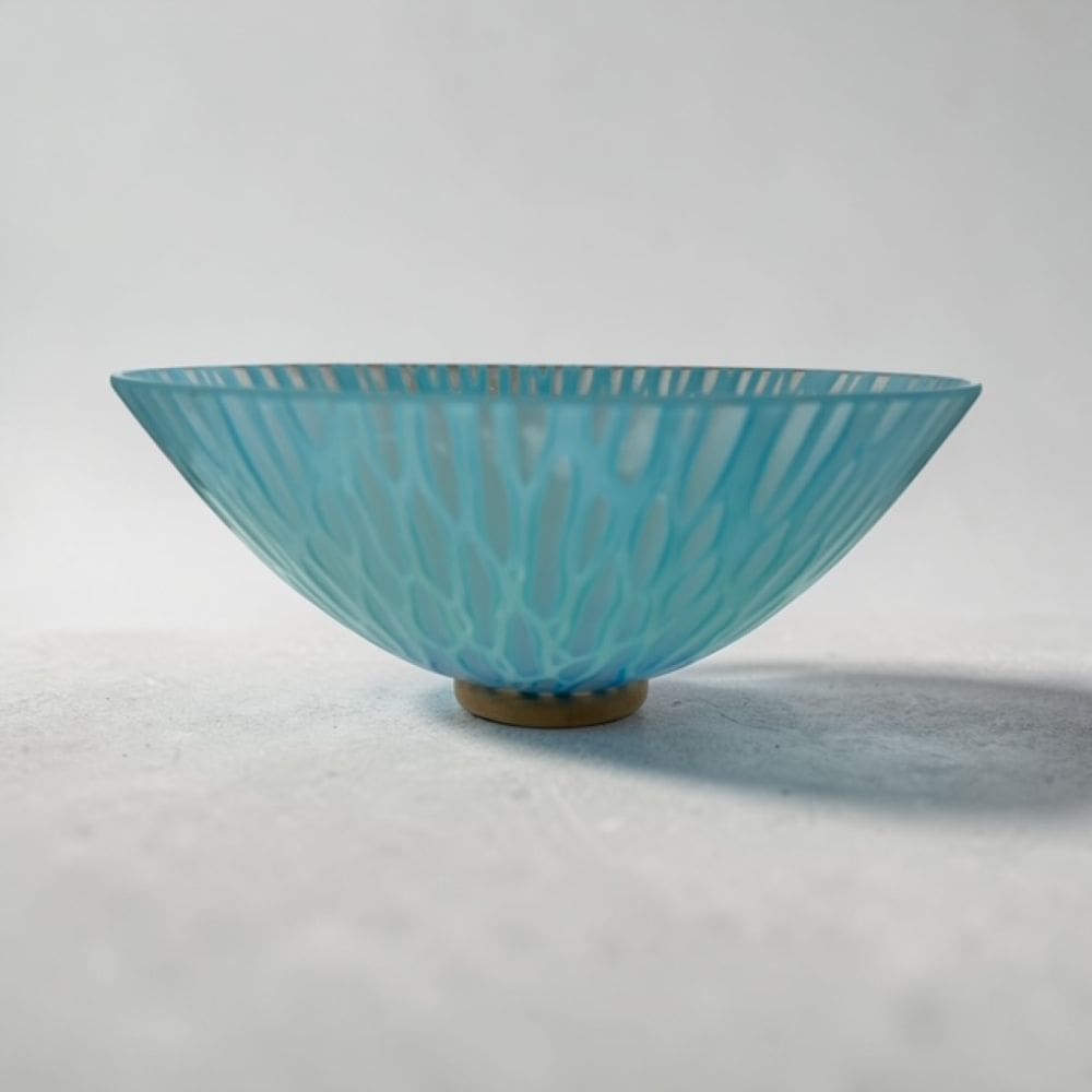 Kiln formed glass Bowl Aqua and Blue 20cm diameter - Image 4