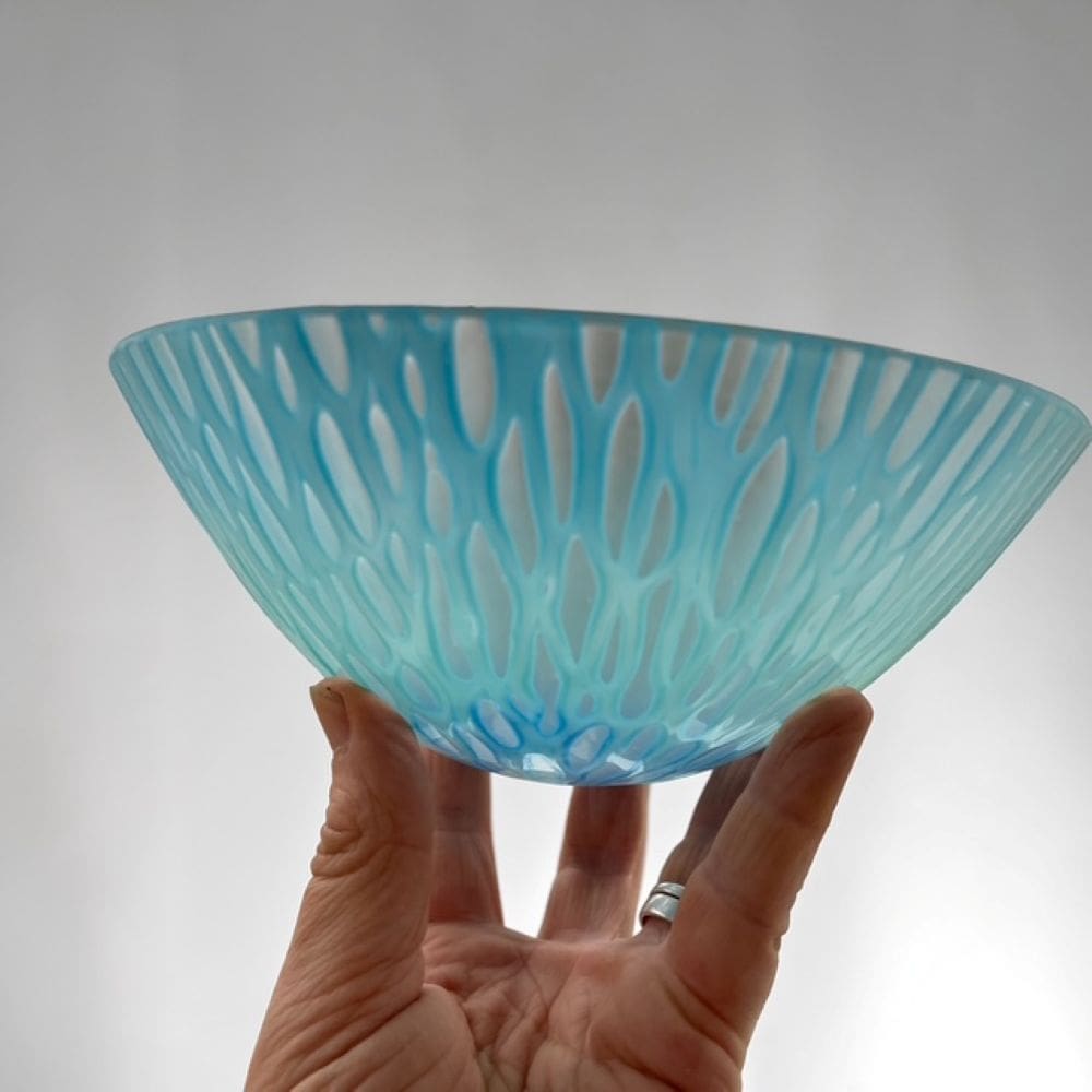 Kiln formed glass Bowl Aqua and Blue 20cm diameter - Image 3