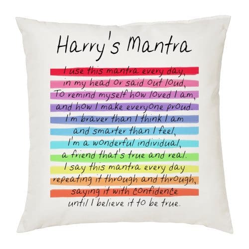 Personalised Children’s Positive Affirmation Mantra Cushion – Soft Velvet Feel Pillow - Image 2
