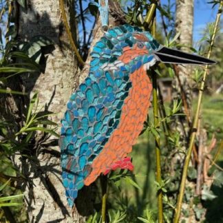 Mosaic Kingfisher Wall Art, Nature-Inspired Home Accent, gift for wildlife lover