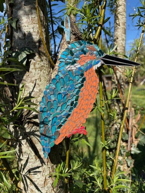 Mosaic Kingfisher Wall Art, Nature-Inspired Home Accent, gift for wildlife lover