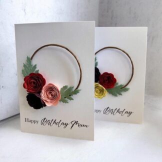 Handmade Birthday Floral Card, Handcrafted Card for Mum