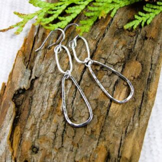 open silver oval and teardrop earrings