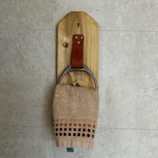 Riding Stirrup Iron & Wooden Towel Holder - Unique & Handmade In The UK