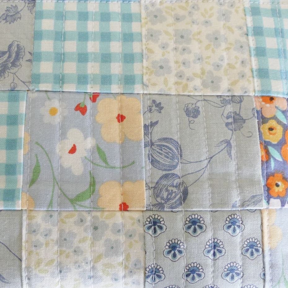 Blue Patchwork Quilted Zipper Pouch Make Up Bag - Image 5