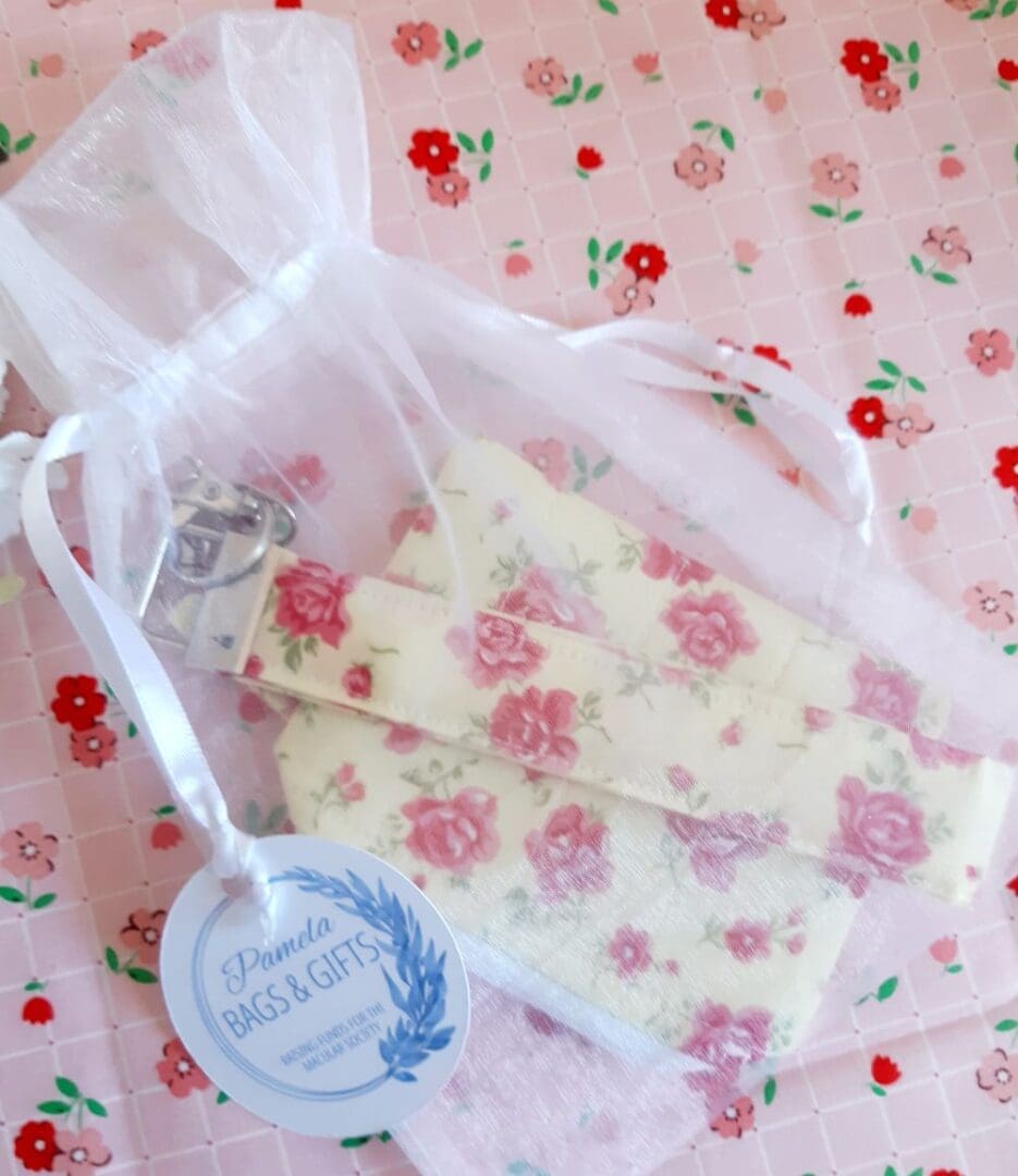 Pink and Yellow Roses Zipped Pouch and Wristlet Key Chain - Image 6