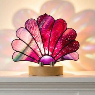 cranberry fan lamp glass art