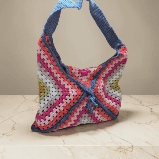 Hand crochet shoulder cross body bag, multi colours
