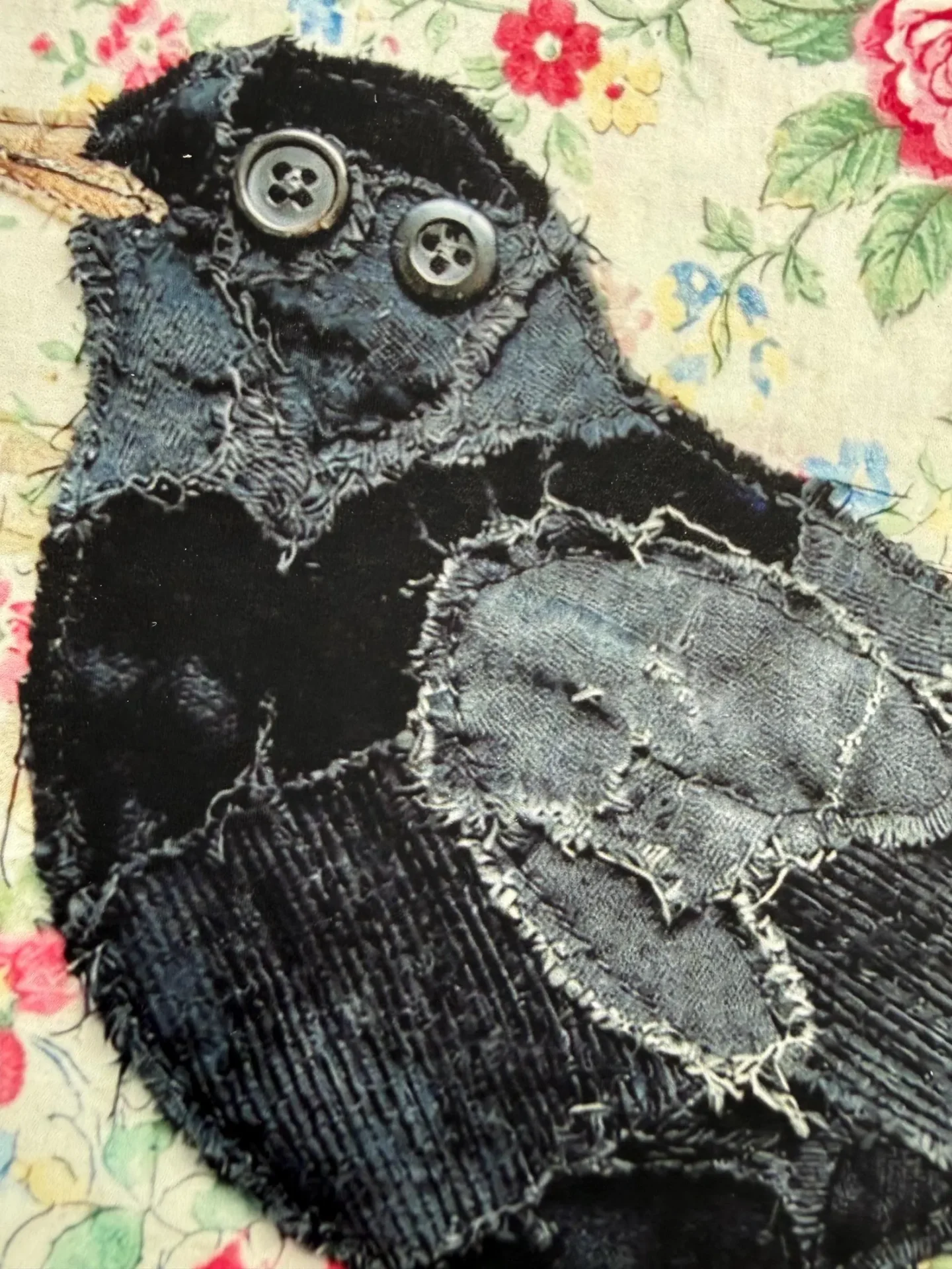 Print of fabric collage Blackbird greetings card by Dolly Buckle - Image 4