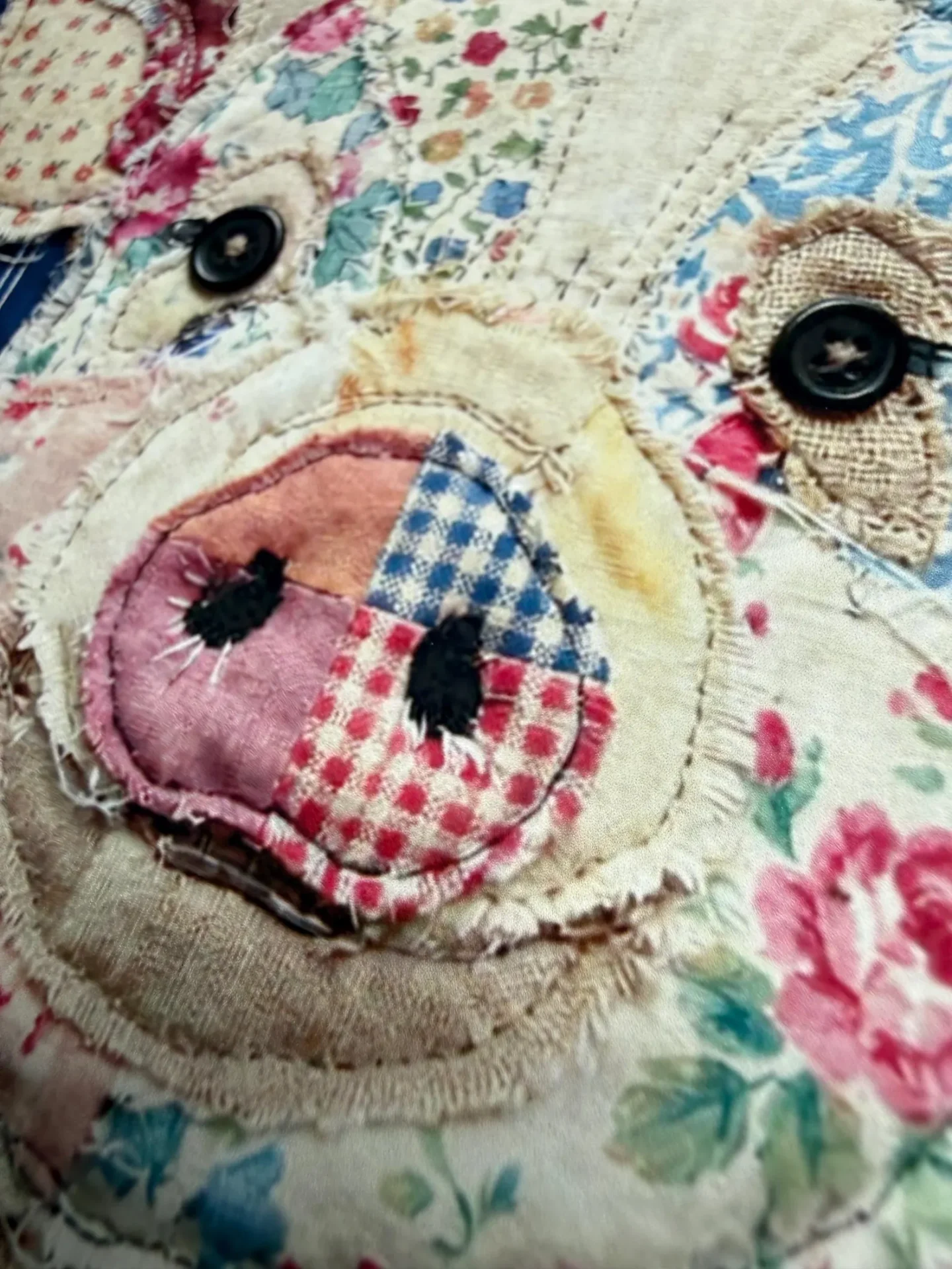 Print of fabric collage pig greetings card by Dolly Buckle - Image 3