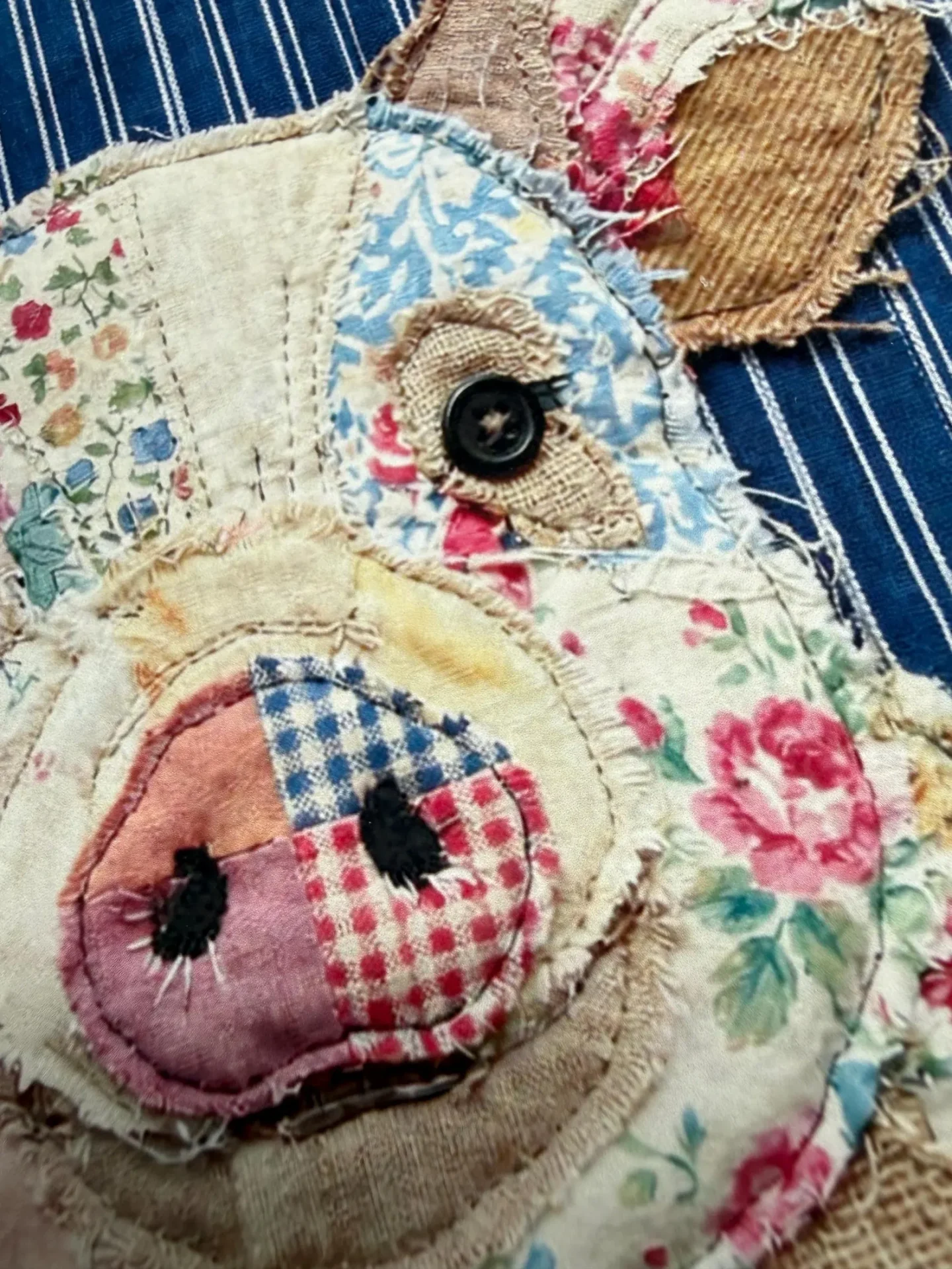 Print of fabric collage pig greetings card by Dolly Buckle - Image 2