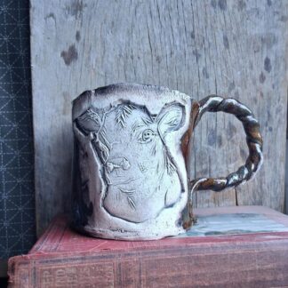 cow extra large ceramic mug in caramel