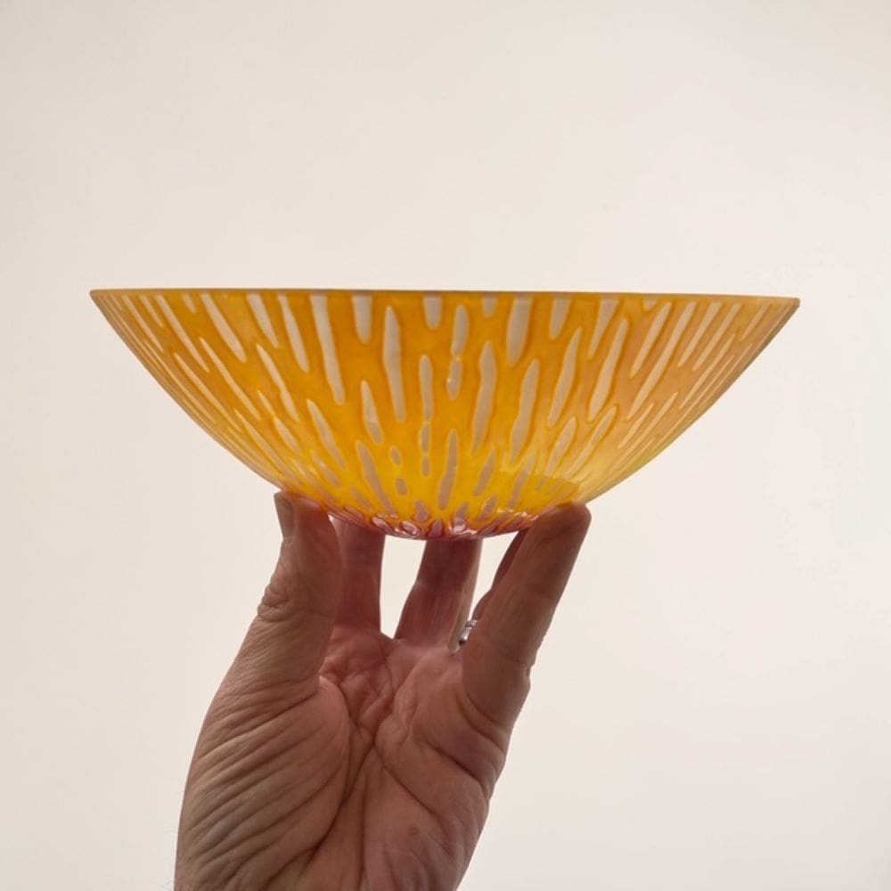 Red and Orange Kiln formed glass Bowl 20cm - Image 2
