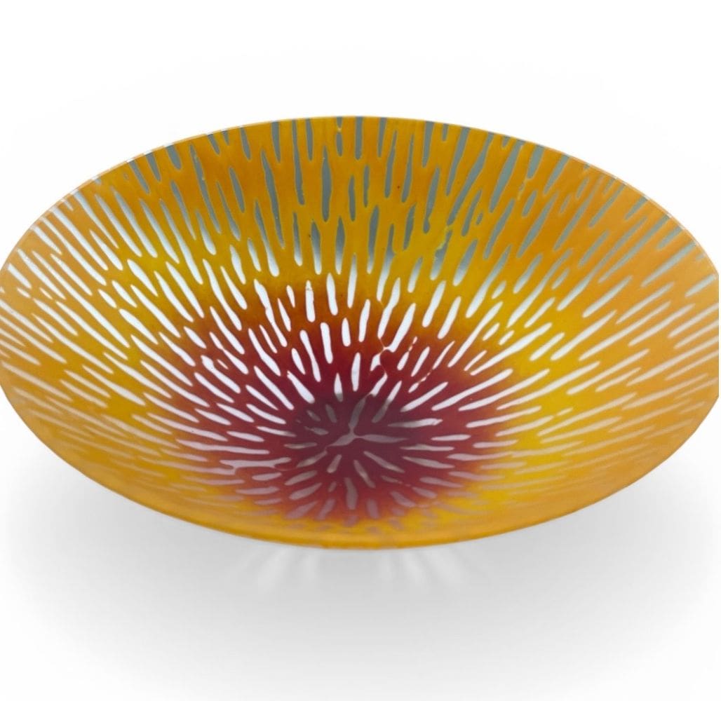 Red and Orange Kiln formed glass Bowl 20cm - Image 3