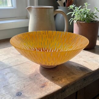 Red and Orange Kiln formed glass Bowl 20cm