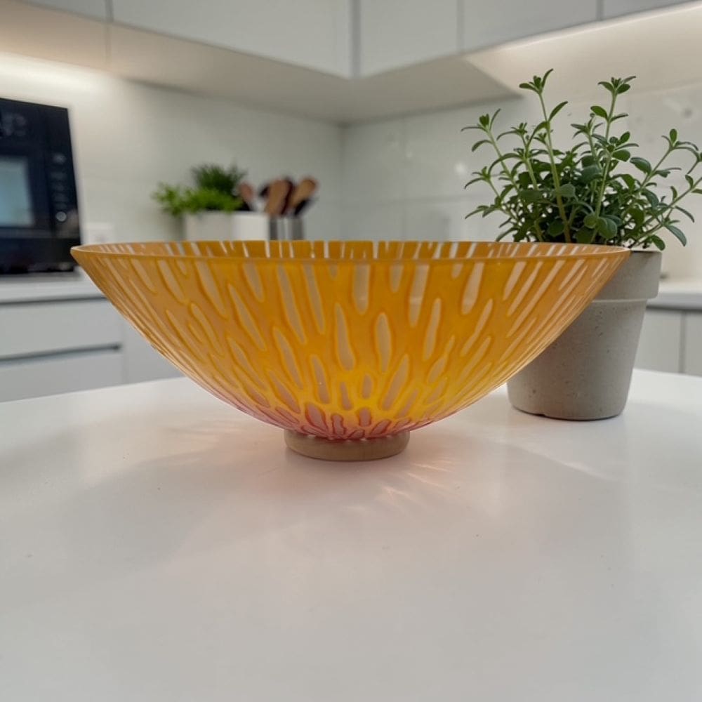 Red and Orange Kiln formed glass Bowl 20cm - Image 4