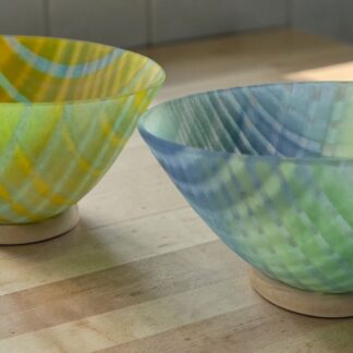 Medium Glass Bowl in a plaid pattern