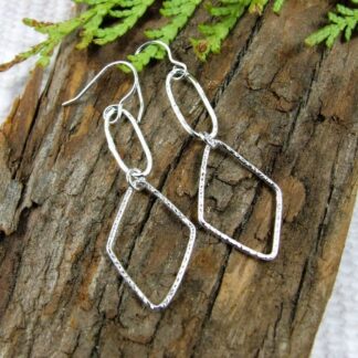 open diamond shape silver earirngs