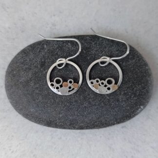 Sterling Silver Wire Circle Cluster Drop Earrings