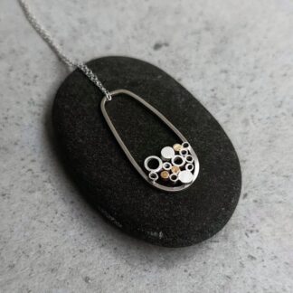 recycled sterling silver and gold filled mini circles cluster drop pendant