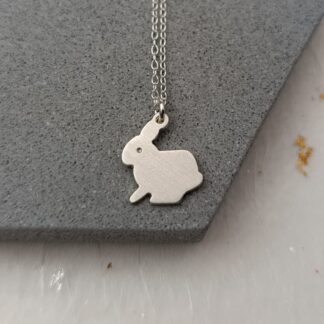 recycled sterling silver rabbit pendant necklace