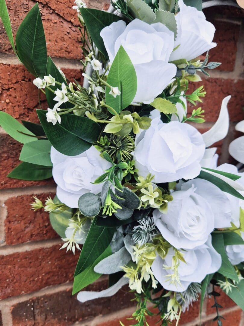White Rose Wicker Wreath - Image 2