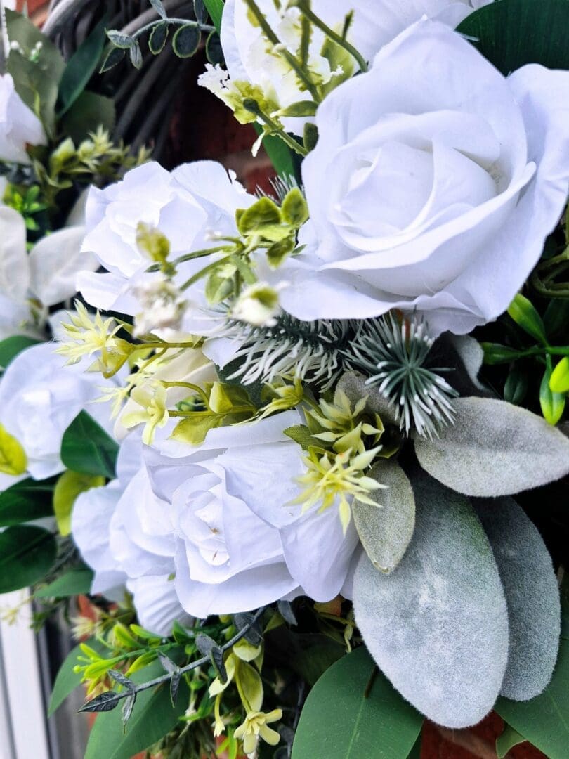 White Rose Wicker Wreath - Image 4