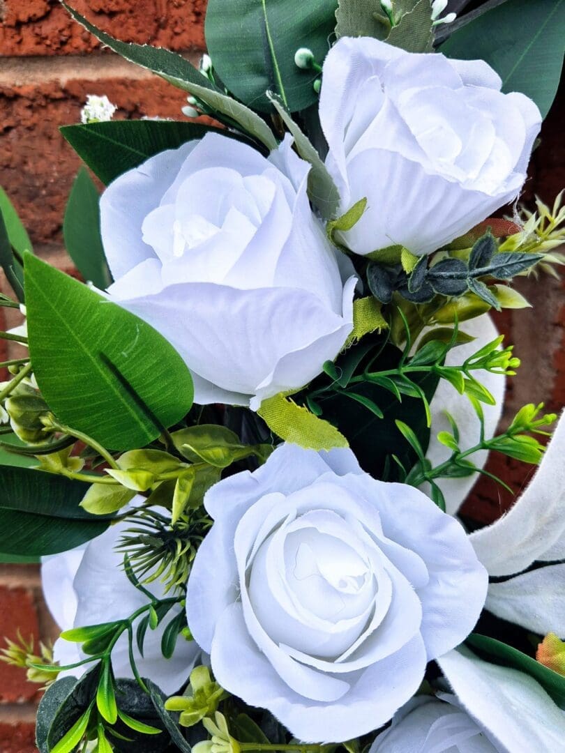 White Rose Wicker Wreath - Image 5