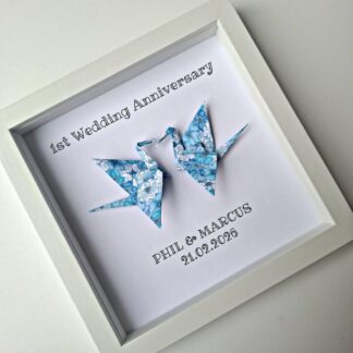 personalised 1st paper anniversary gift with origami cranes