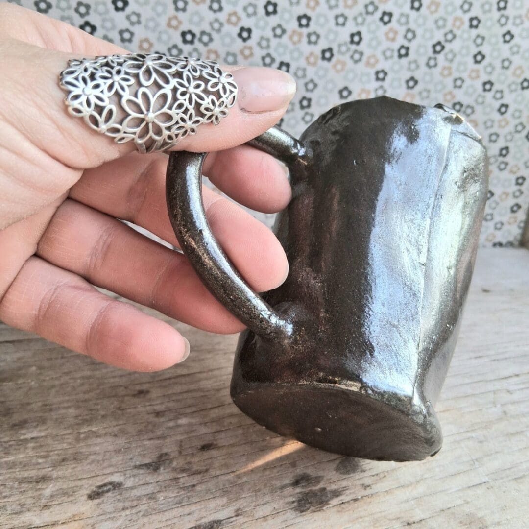 little or Mama moon metallic tea cup - stoneware ceramic pottery 2 sizes cup mug - Image 8