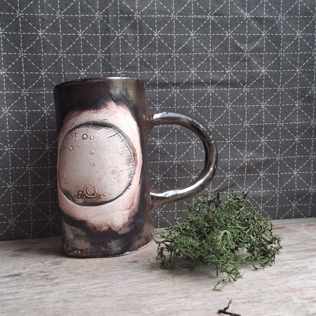 little or Mama moon metallic tea cup - stoneware ceramic pottery 2 sizes cup mug - Image 4