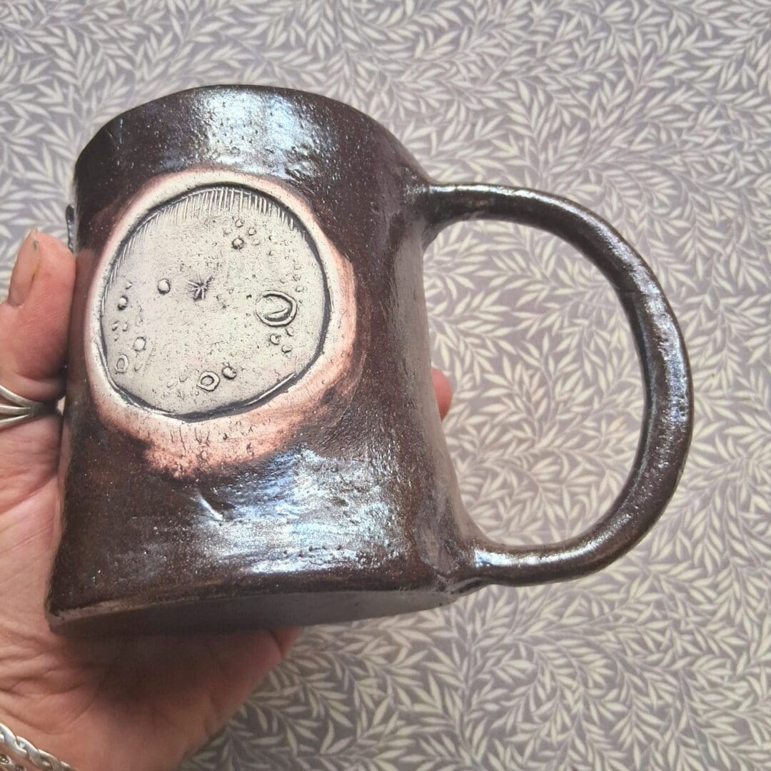 little or Mama moon metallic tea cup - stoneware ceramic pottery 2 sizes cup mug - Image 3