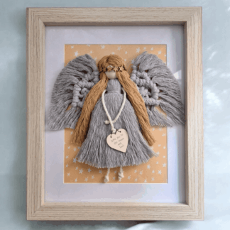 Macramé Angel in Frame - Grey Star