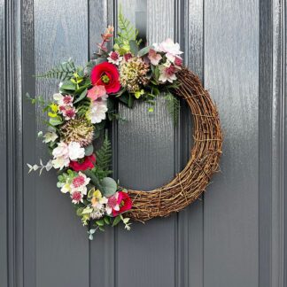 Pink-summer-front-door-wreath