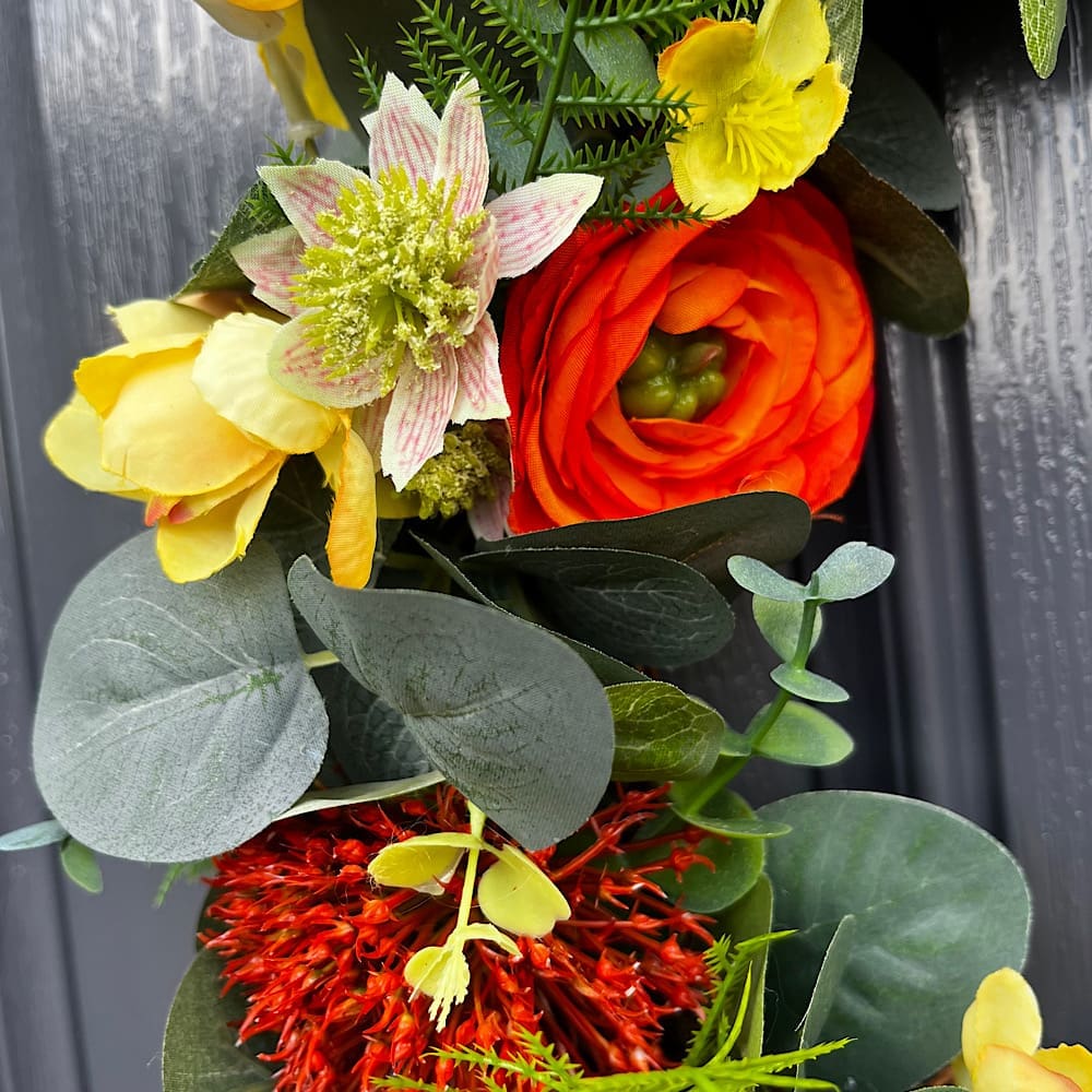 Bright-orange-and-yellow-summer-front-door-wreath