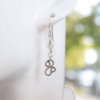 Jade and silver ornate fancy link filigree earrings