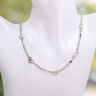 Jade and silver ornate fancy link filigree necklace