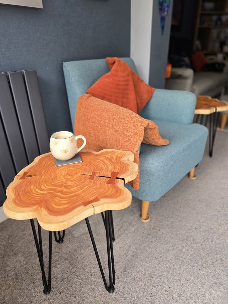 Handcrafted Cedar Slice Statement Side Table - Image 5
