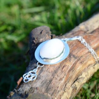 Scottish Balmarino Snow Quartz Pendant in Sterling Silver with Celtic Knot