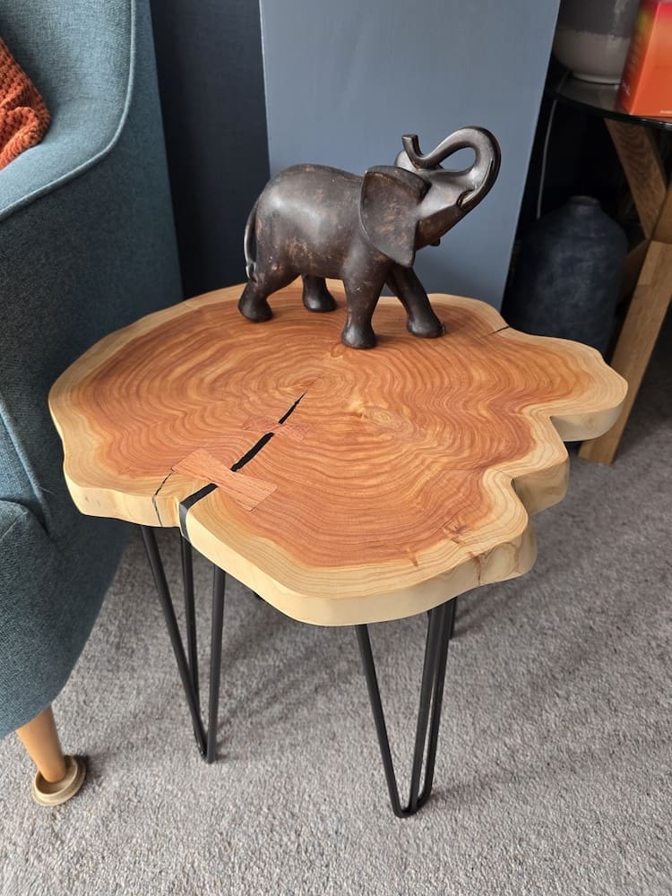Handcrafted Cedar Slice Statement Side Table - Image 2