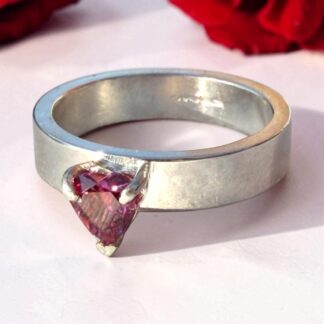 Pink heart shaped gemstone ring