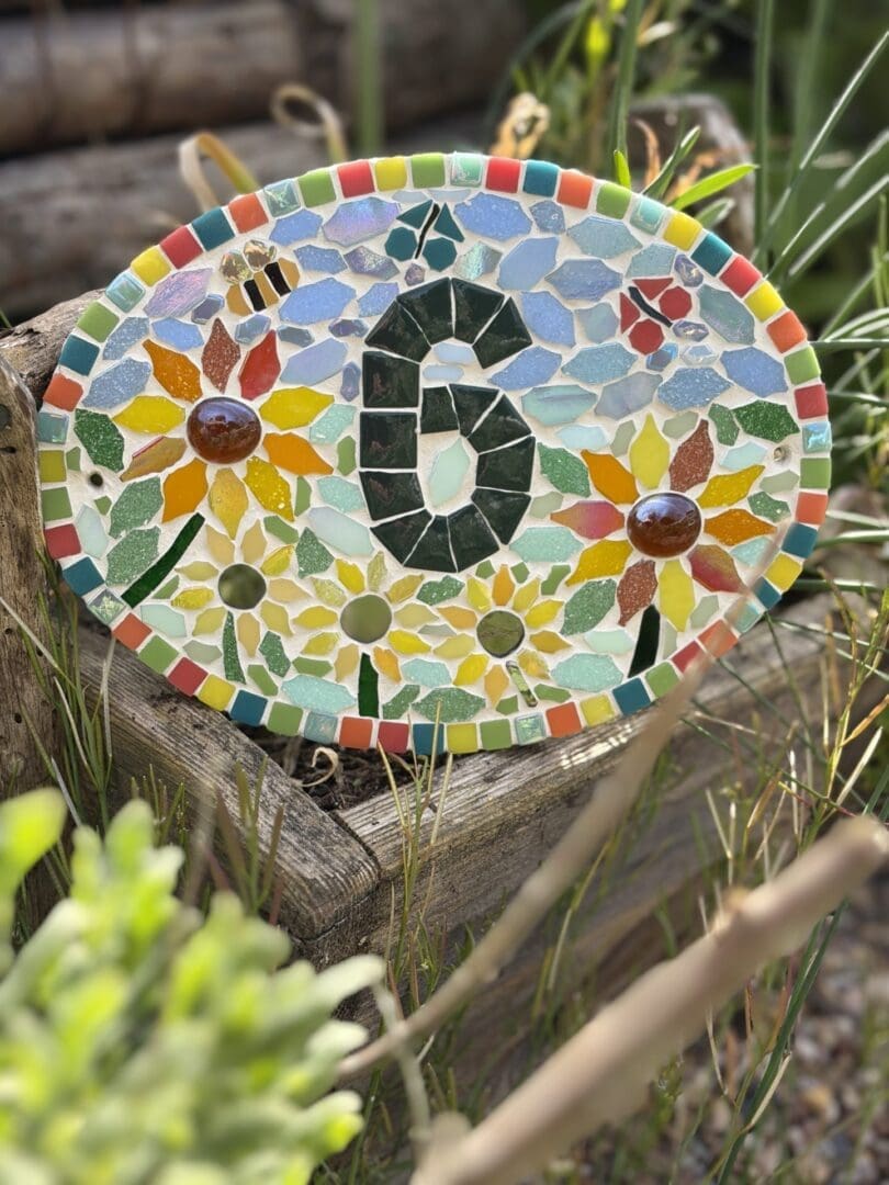 Handmade Sunflower Mosaic House Number Sign - personalised Outdoor Door Plaque