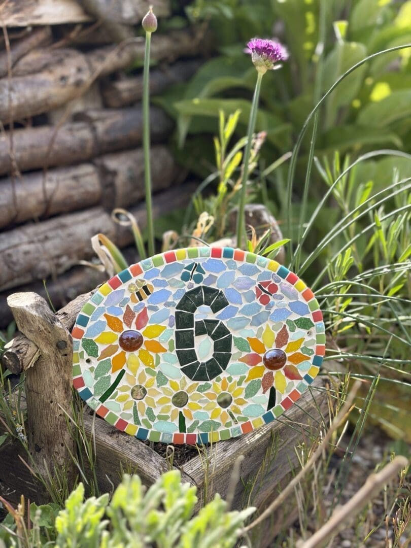 Handmade Sunflower Mosaic House Number Sign - personalised Outdoor Door Plaque - Image 6