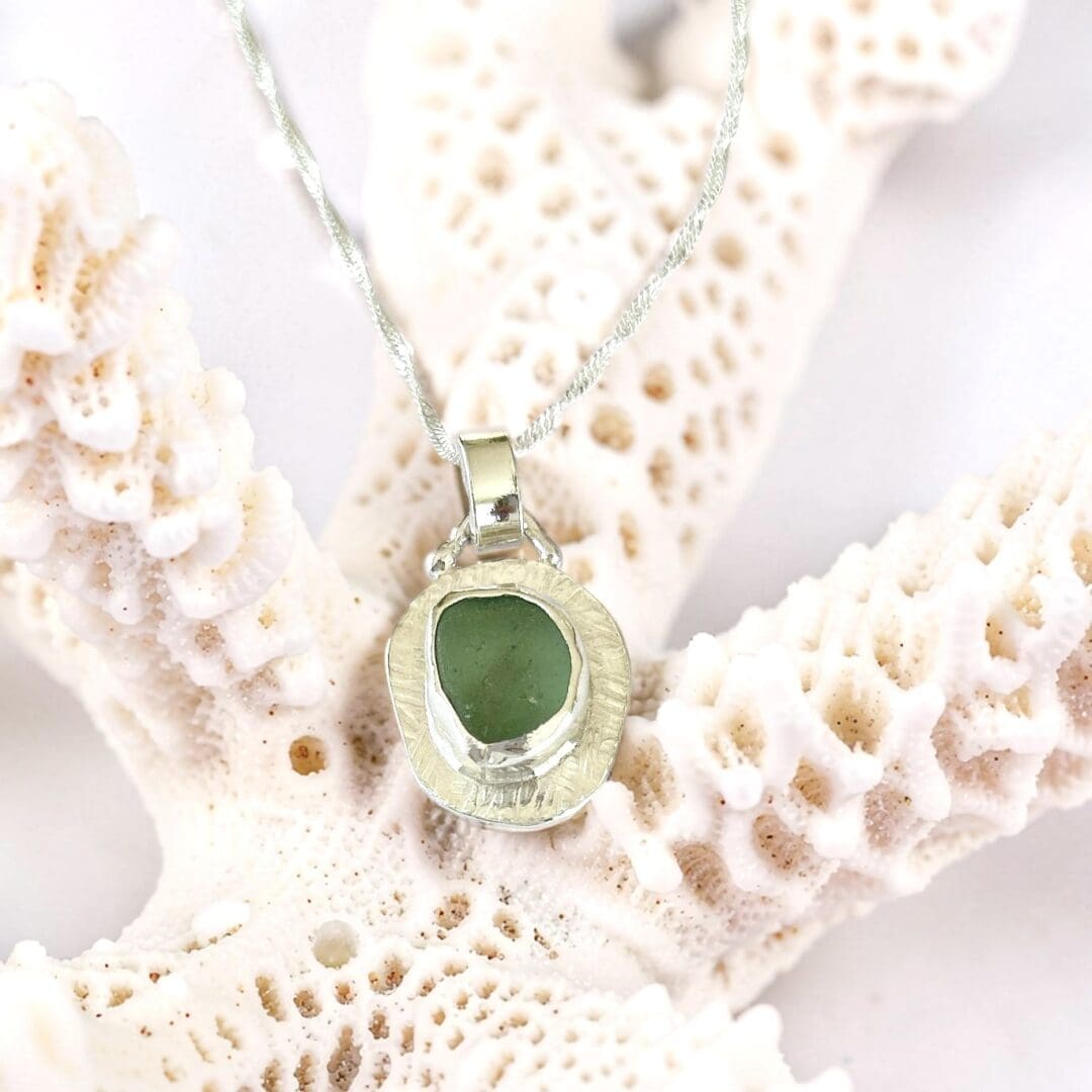 Silver Sea Glass Pendant Necklace - Image 4