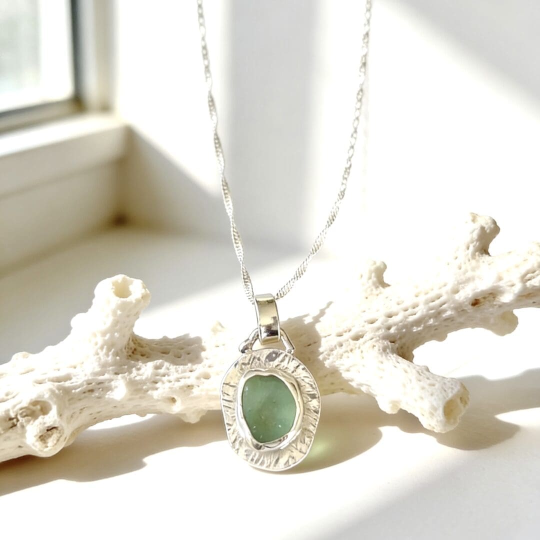 Silver Sea Glass Pendant Necklace