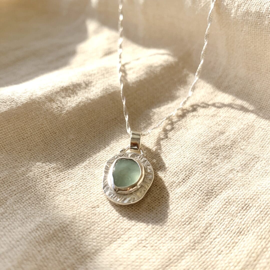 Silver Sea Glass Pendant Necklace - Image 3