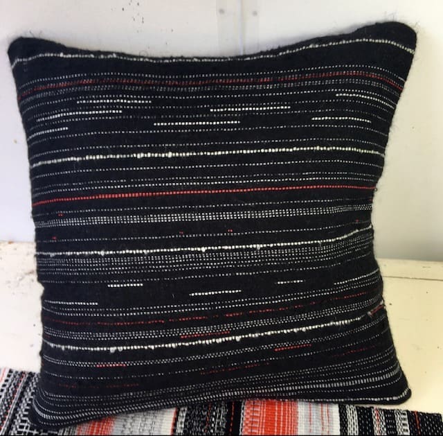 Handwoven cushion cover in classic cream,black and red. - Image 3