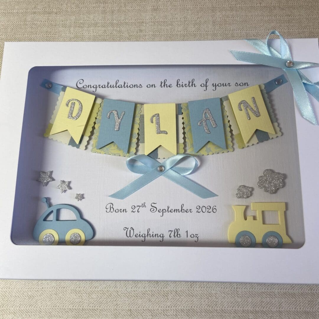 Personalised Handmade Gift Boxed New Baby Boy Keepsake Card - Image 3