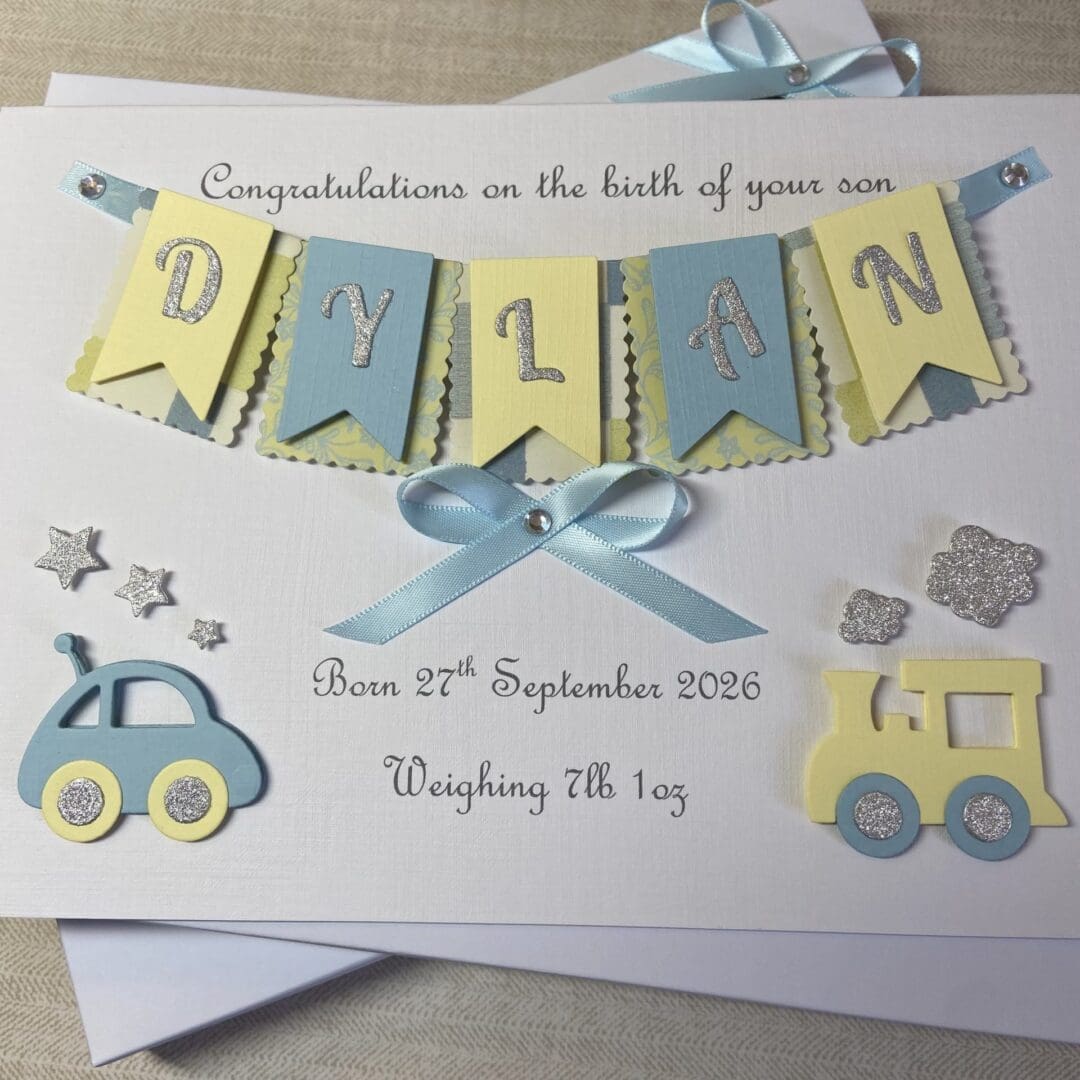 Personalised Handmade Gift Boxed New Baby Boy Keepsake Card - Image 2